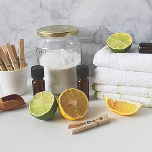 Photo of towels, lemons, and home goods. Click on the image for more information about healthy habits 